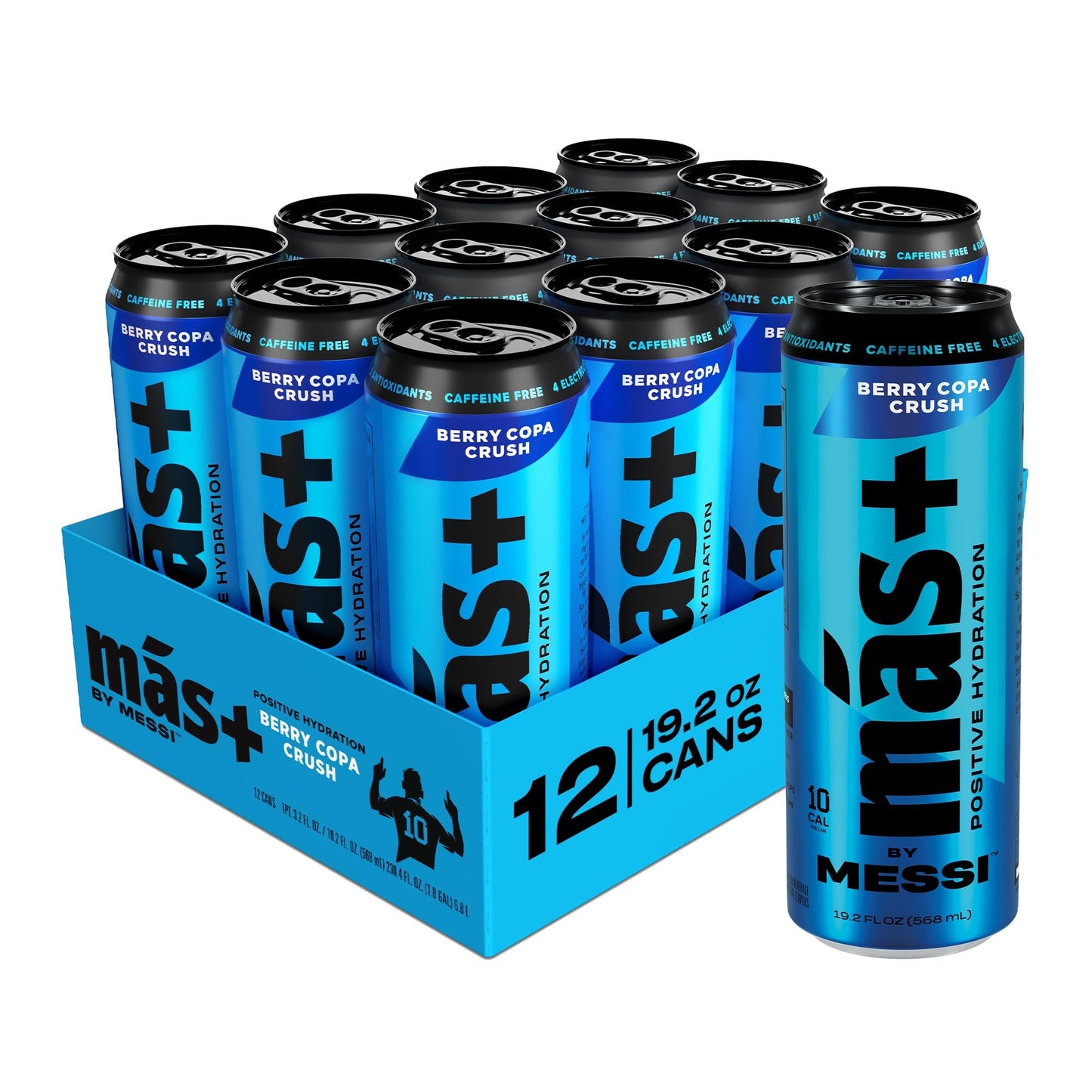 Más+ by Messi Berry Copa Crush Sports Drink, 19.2oz, 12-pack, Natural Flavors, Vitamins & Electrolytes, No Artificial Sweeteners