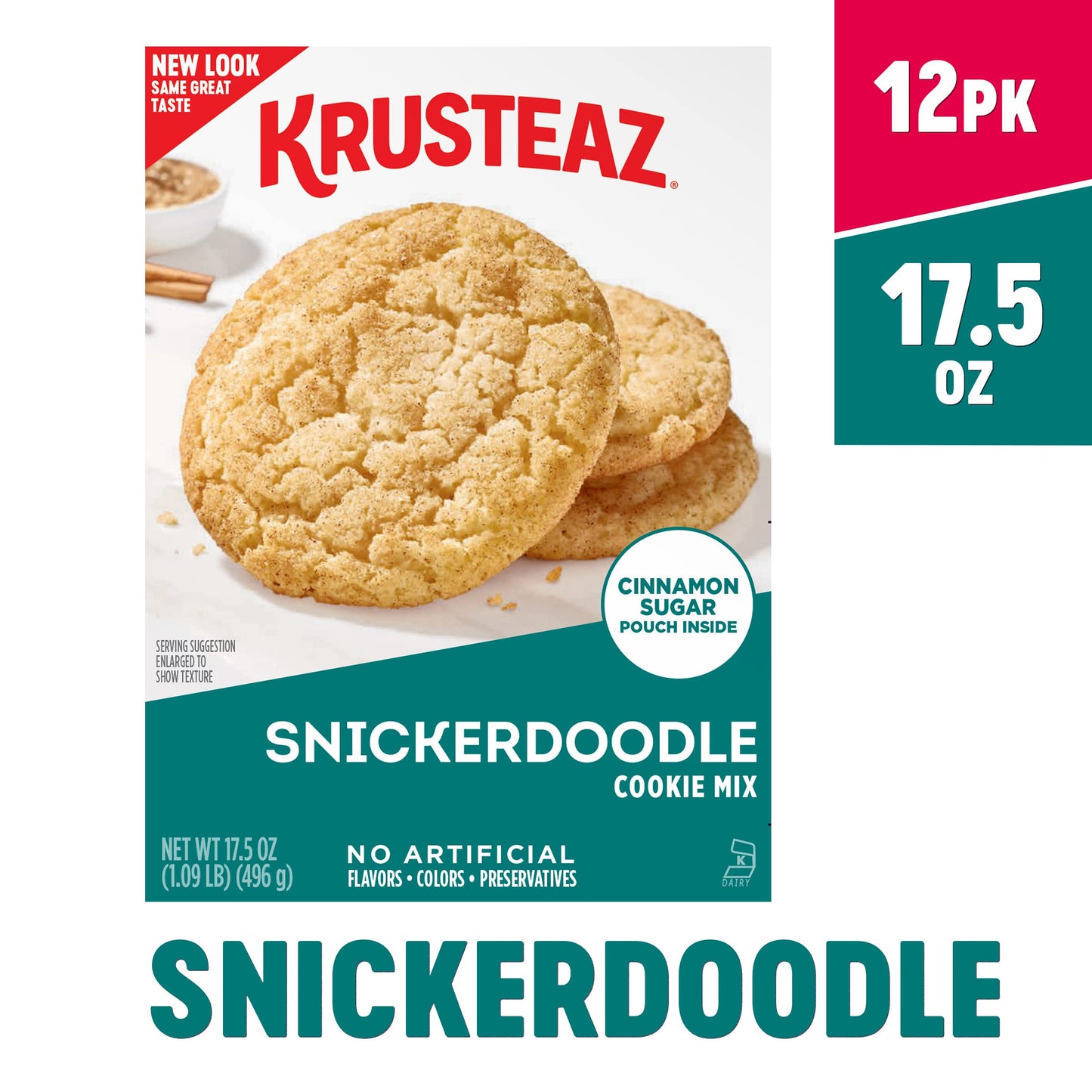 Krusteaz Snickerdoodle Cookie Mix, Includes Cinnamon Sugar Pouch, 17.5 Ounce (Pack of 12)