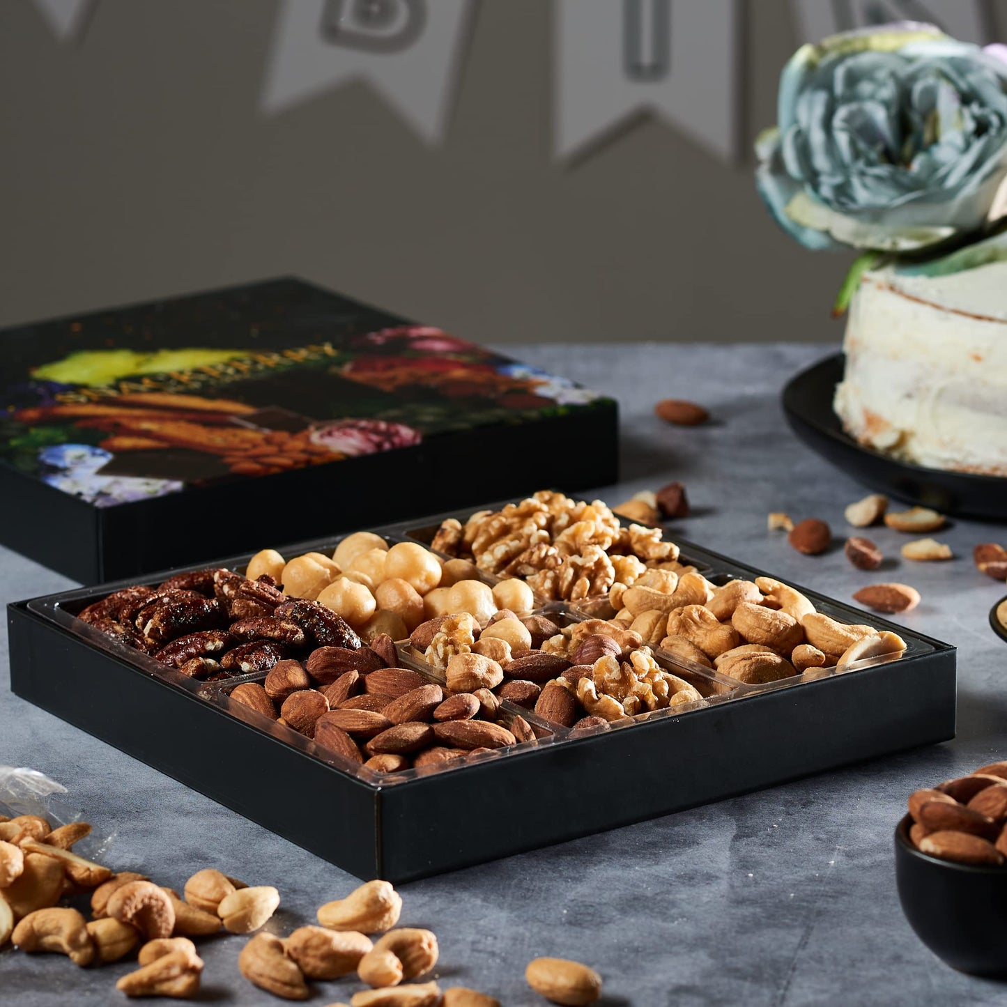 Nuts Gift Basket, Gourmet Snack Box,In Elegant Box, Gift Set For Fathers Day, Birthday Party, Care Package, Sympathy, Healthy Gi