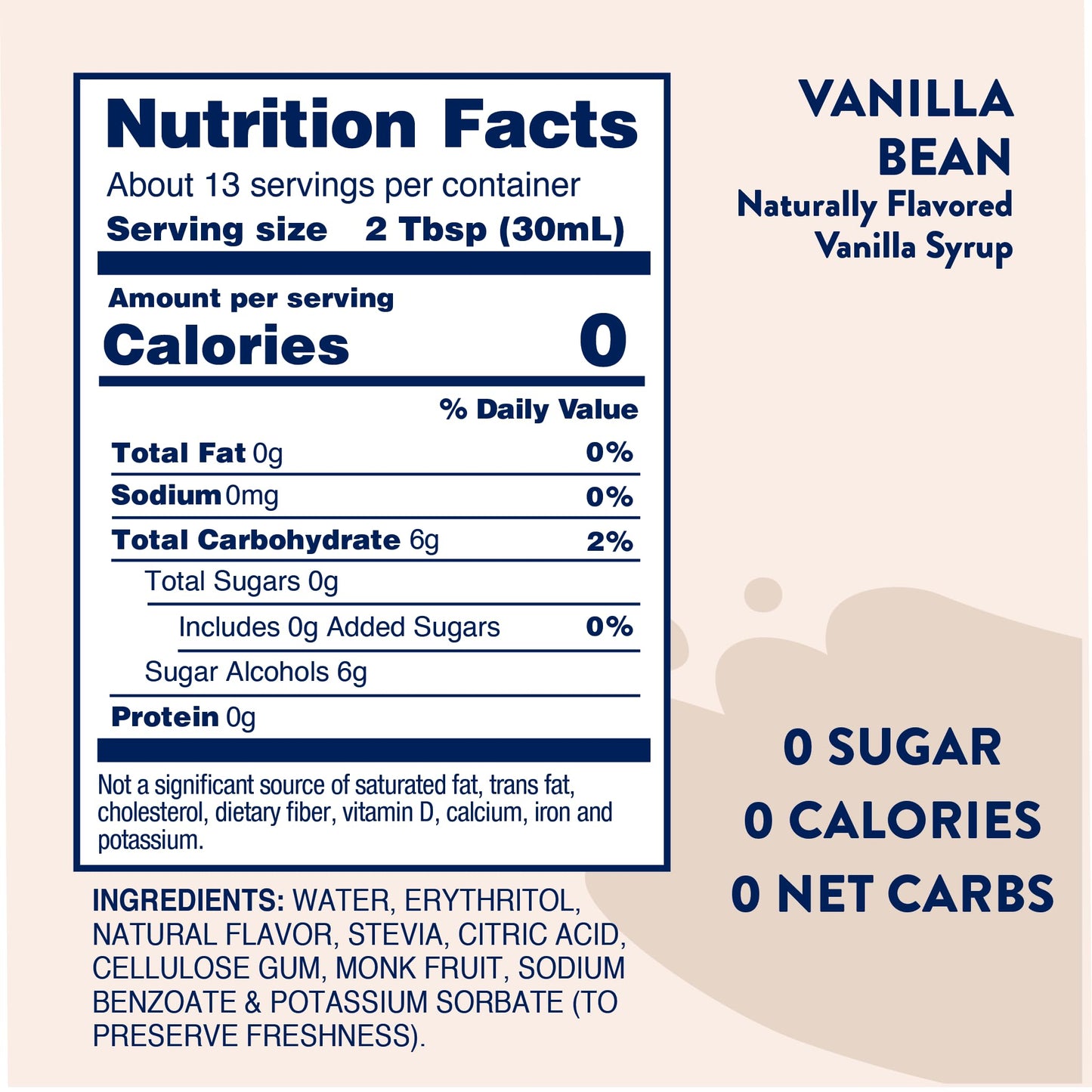 Jordans Skinny Mixes Sugar Free Vanilla Bean Syrup, 12.7 Fl Oz, Zero Sugar and Calorie Flavoring for Drinks
