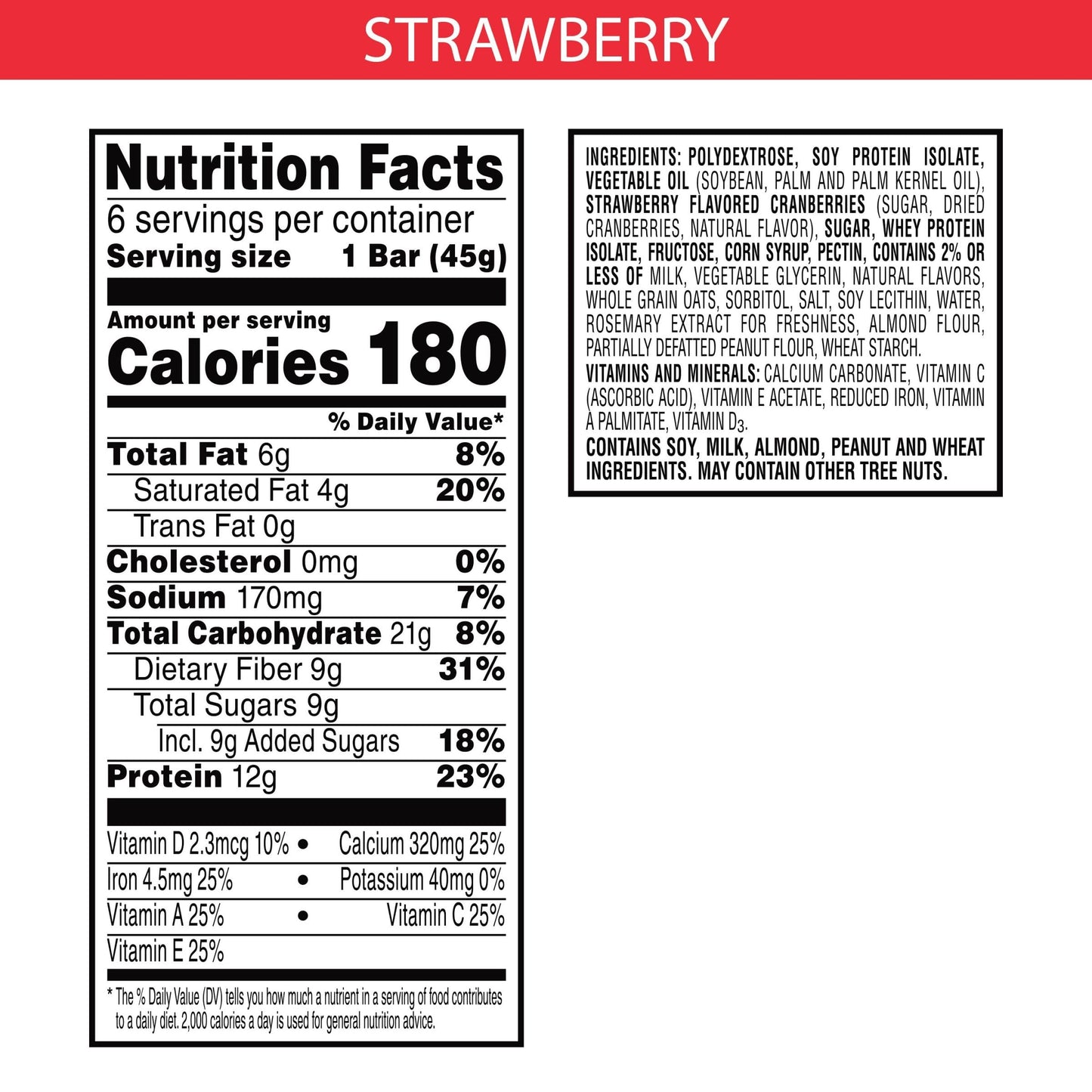 Special K Bar Protein Meal Bars, 12g Protein Snacks, Meal Replacement, Strawberry, 9.5oz Box (6 Count)
