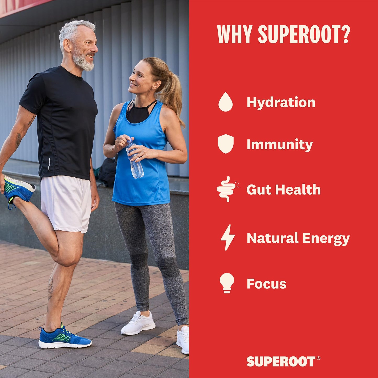 SUPEROOT Ginger Shot + Superfood Drink Mix, Immunity & Hydration, 30 Servings, Original Citrus Flavor, Vermilion Red