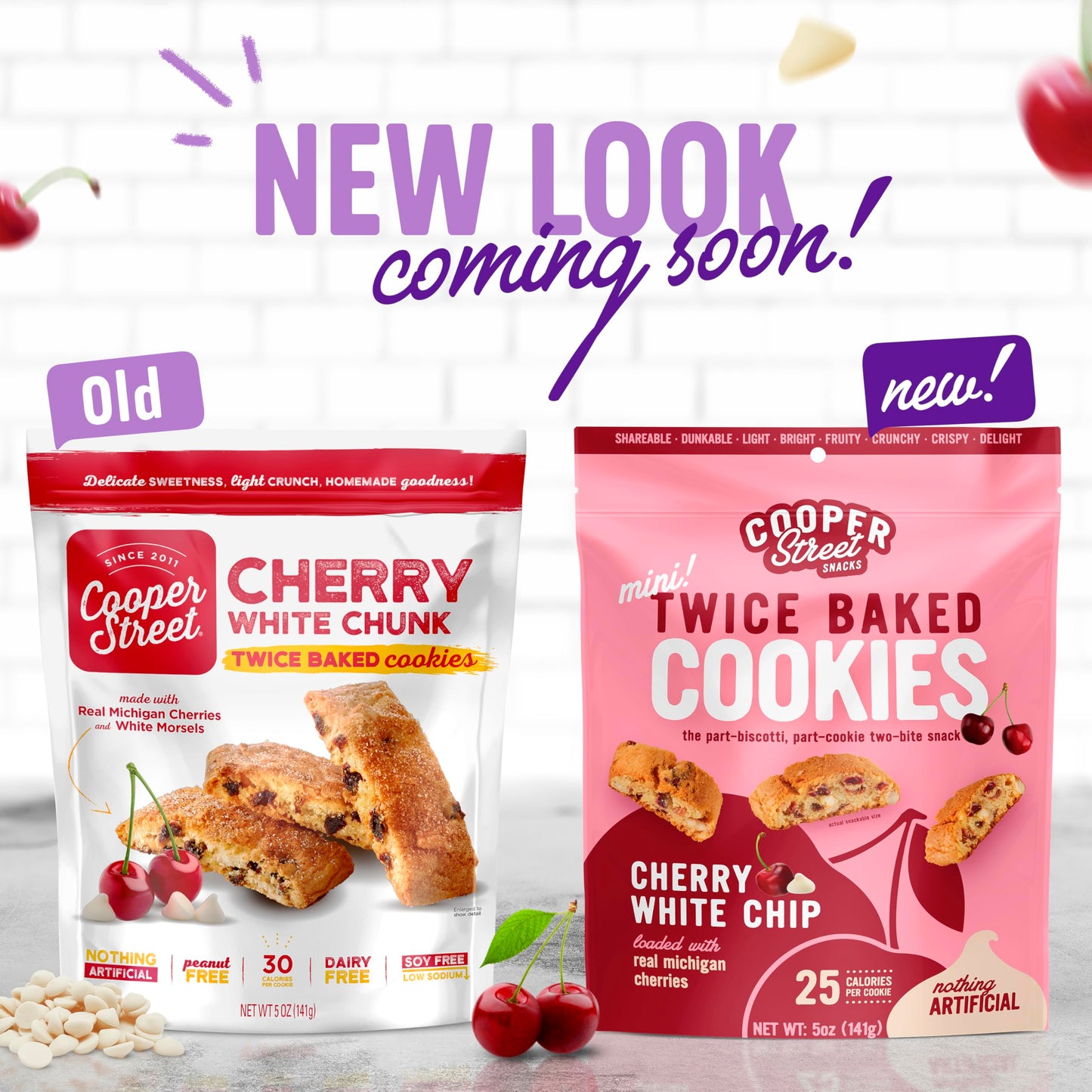 Cooper Street Cookies All Natural Twice Baked Crispy Cookie, Peanut & Dairy Free, Biscotti Style 5Oz, White Chunk Michigan Cherry (Pack Of 6)