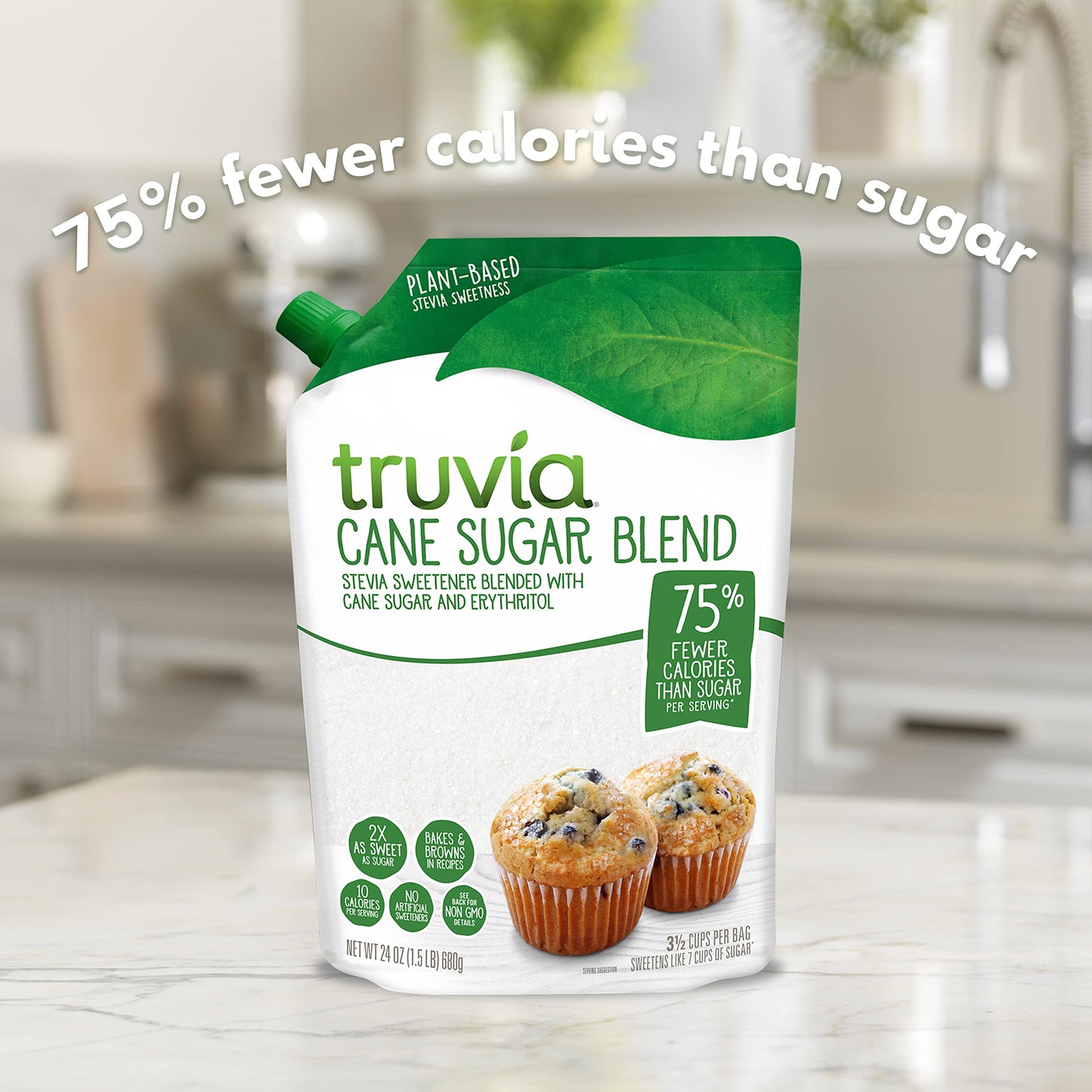 Truvia Cane Sugar Blend, Natural Stevia Sweetener And Cane Sugar, 24 Oz