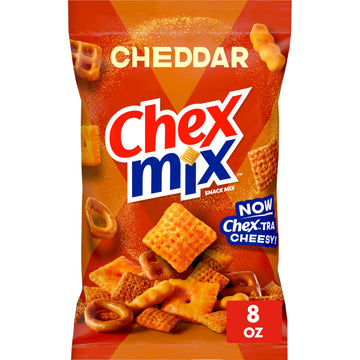 Chex Mix Cheddar Snack Mix, Savory Snack Bag, 8 oz