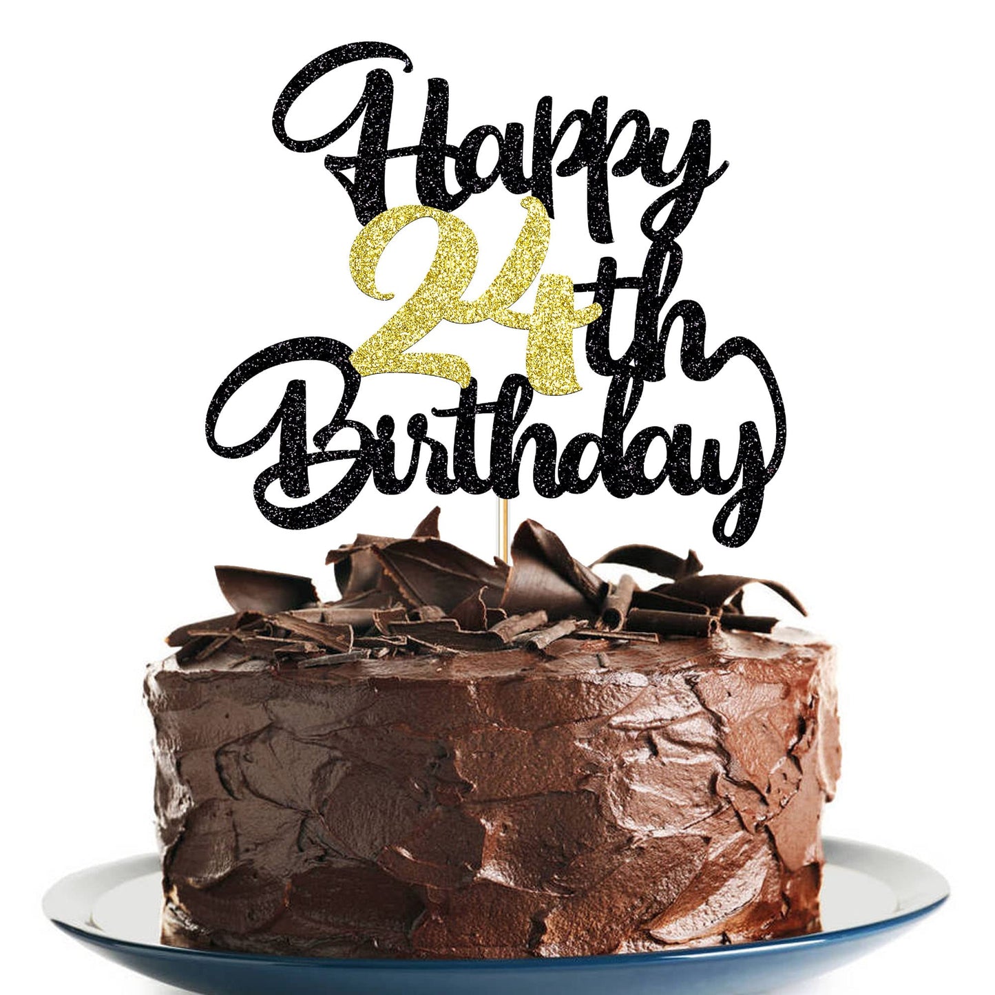 Klionjor 24Th Birthday Cake Topper - Happy Birthday Decoration For 24Th Birthday Party - Gift Plug-In (24)