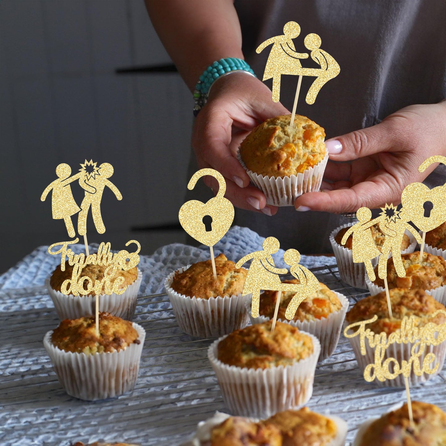 Gyufise 24 Pack Gold Glitter Divorce Cupcake Toppers Boy Bye Finally Done Cupcake Picks Decorations For Divorce Break Up Party Decoration Freedom Party Supplies