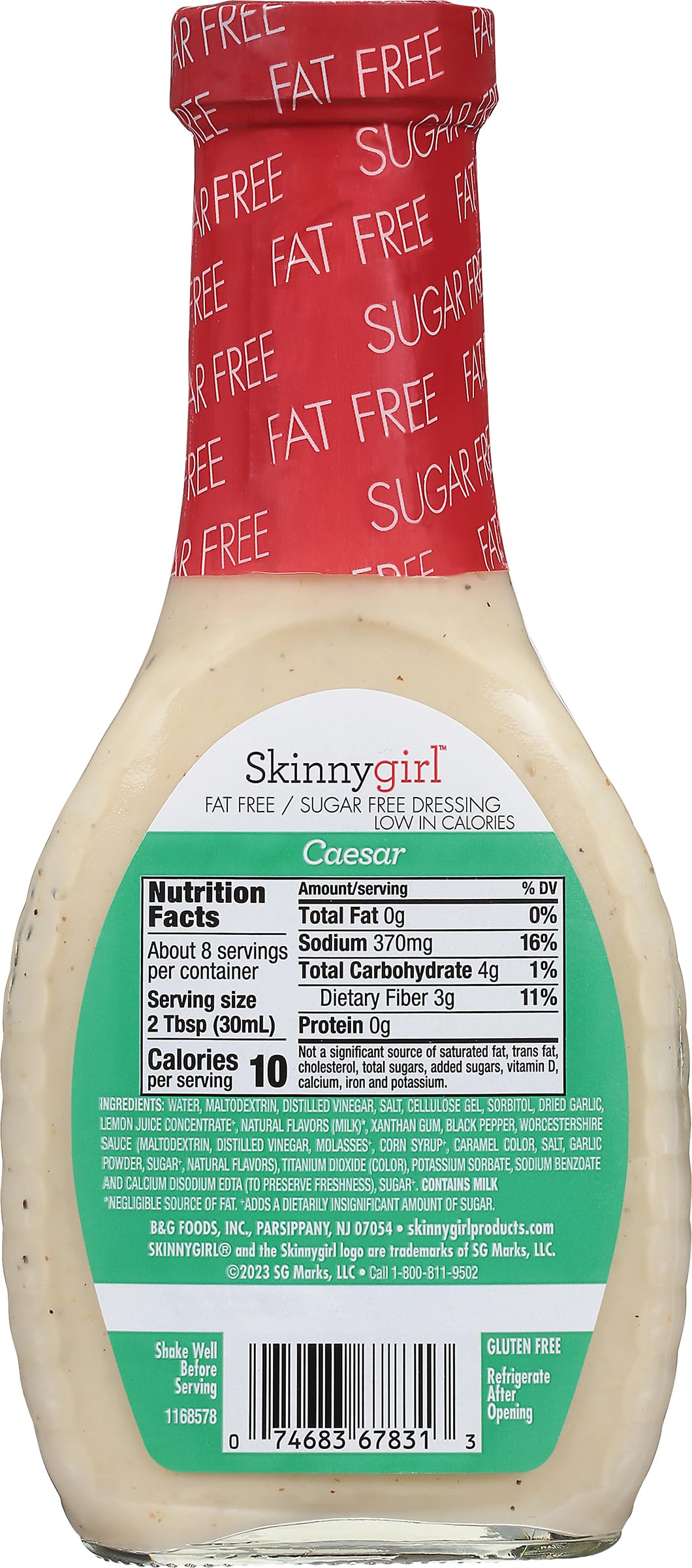 Skinnygirl Sugar Free Gluten Free Salad Dressing, Caesar, 8 Ounce