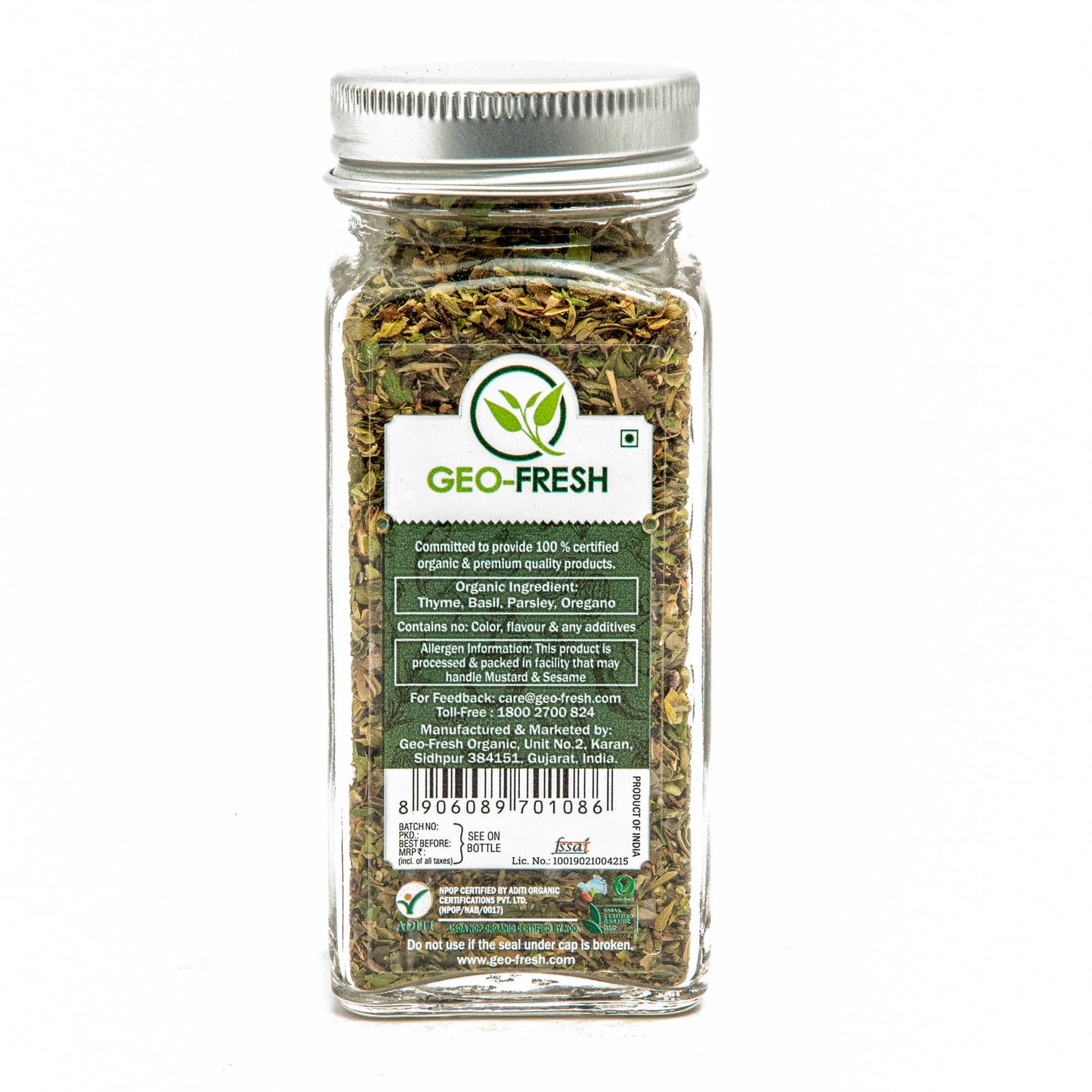 Geo-Fresh Organic Italian Seasoning, Non-GMO, Kosher, 0.53 oz (15g) Herbs