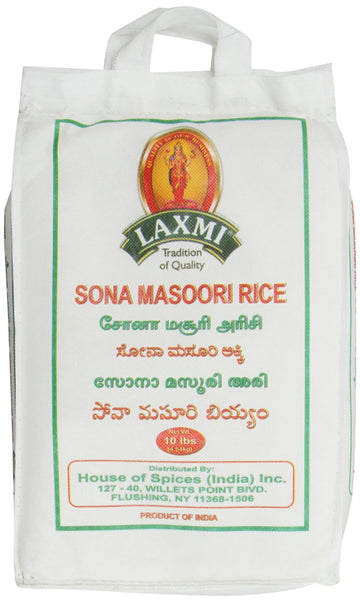 Laxmi All-Natural Sona Masoori (Golden Ivy) Rice, 10 Pounds
