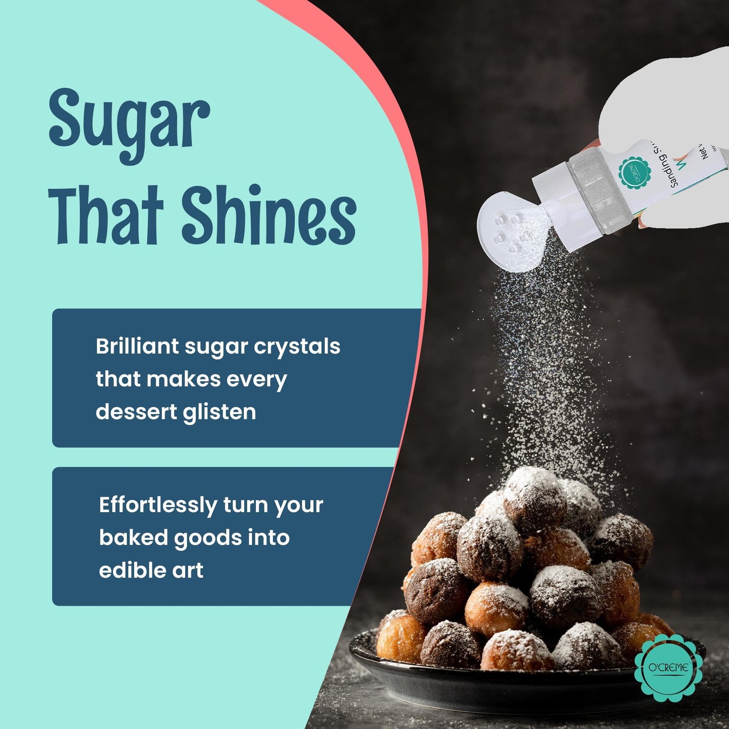 Ocreme Sanding Sugar For Cookie Decorating - Eye-Catching Black Sugar Crystals For Unique Cake Toppings - Extra Sugar For Cake T