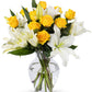 BENCHMARK BOUQUETS - Yellow Roses & Lilies (Glass Vase Included), Next-Day Delivery, Gift Fresh Flowers for Birthday, Anniversar