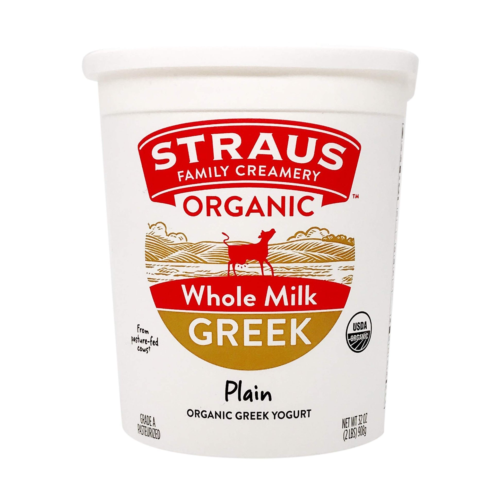 Straus Family Creamery Greek Yogurt, Plain, Organic, 32 oz