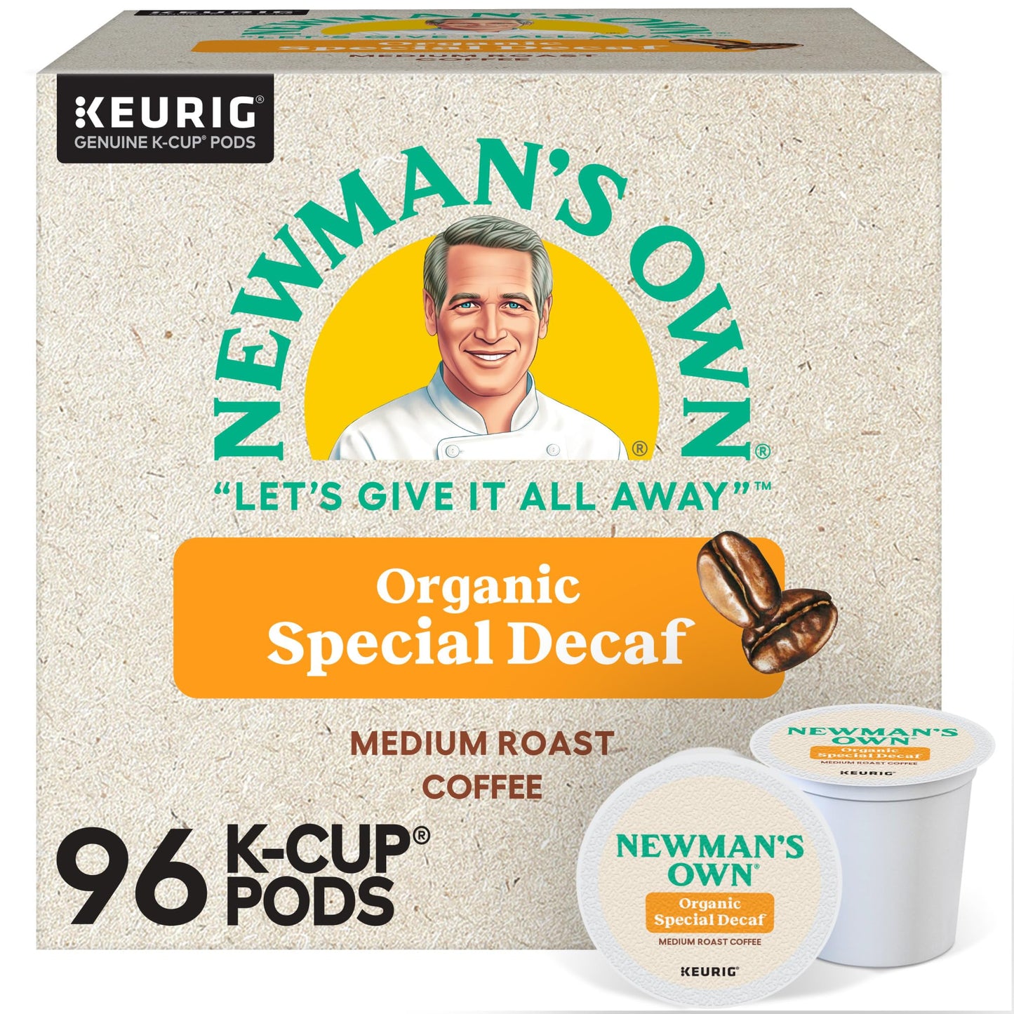 Newmans Own Organics Decaf Coffee K-Cup Pods, Medium Roast, 96 Count (4 Packs of 24)
