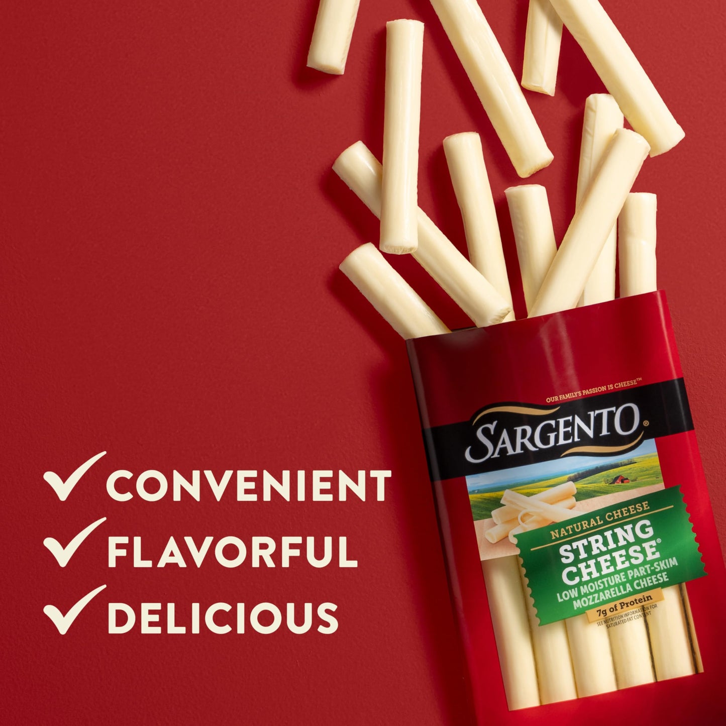 Sargento Natural Mozzarella String Cheese Sticks, 12-Count