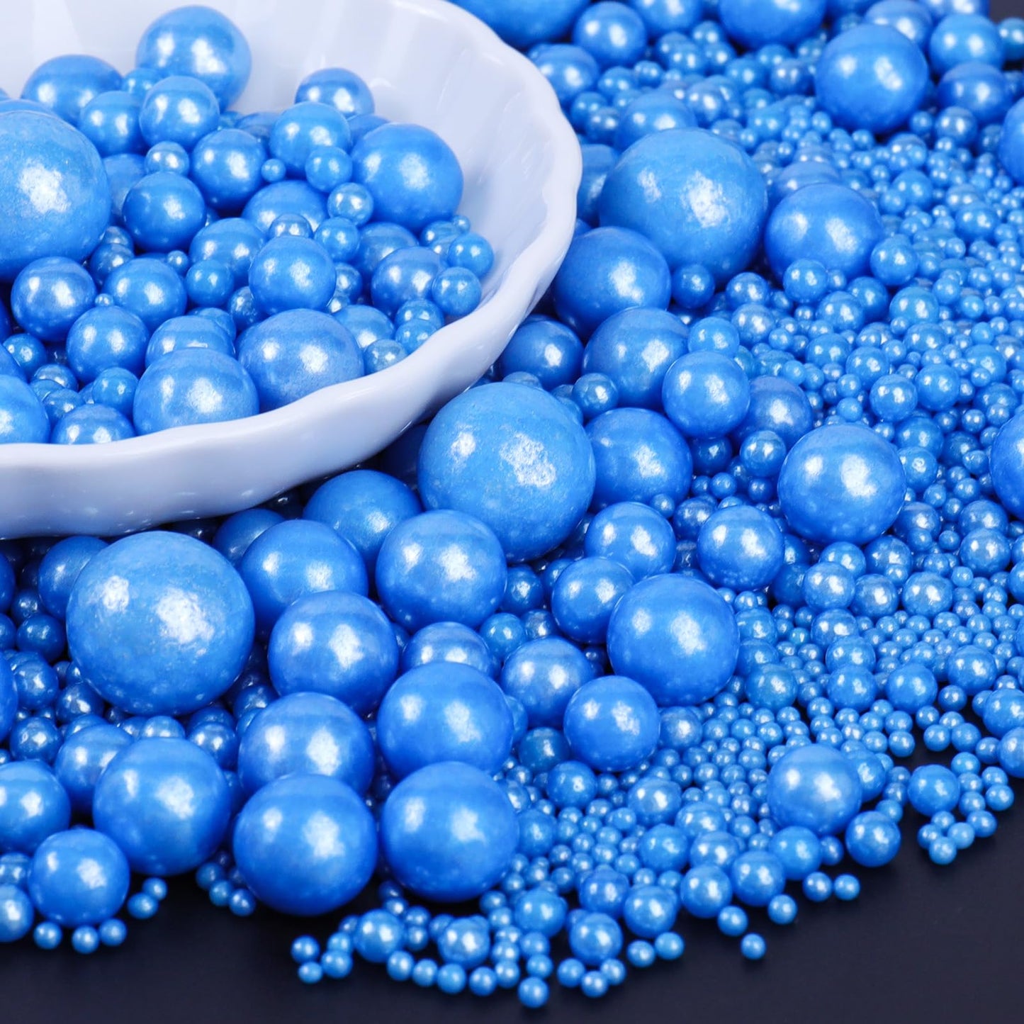 Blue Sprinkles For Cake Decorating  Royal Blue Pearl Sugars In Mix Sizes 130G/4.6Oz  Baking Cupcakes  Donuts  Macarons Baking Toppings  Wedding Celebration Birthday Party Supplies