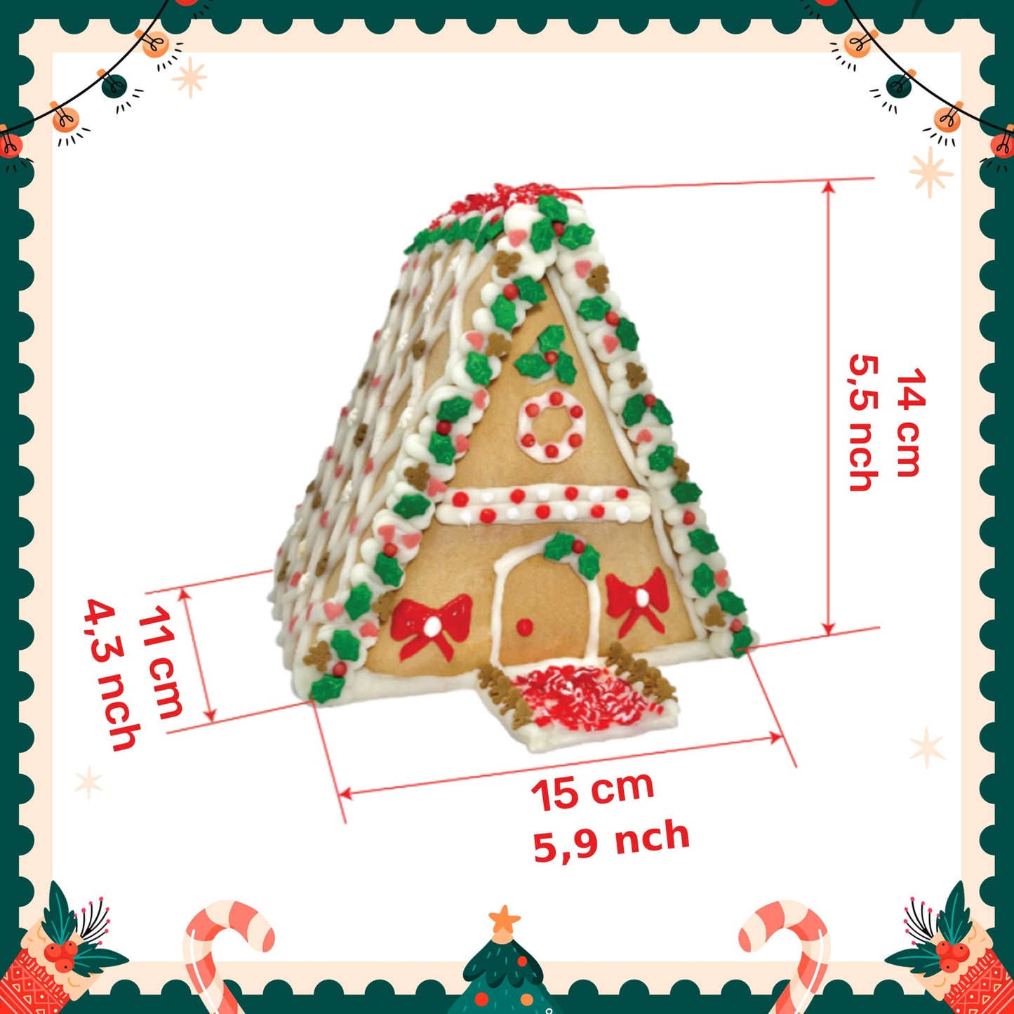 Sarah'S Candy Factory Gingerbread Cookie House Kit - 1.6 Lbs - Easy To Decorate - Includes Everything Needed To Assemble And Dec