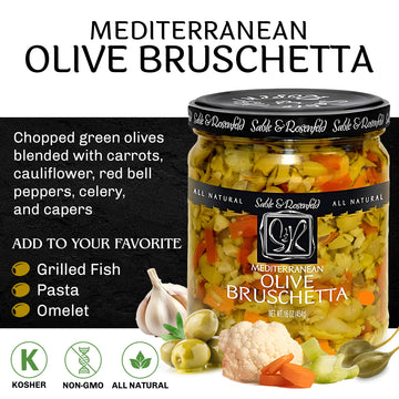 Mediterranean Olive Bruschetta - Gluten-Free Sandwich Spread With Olive Oil For Muffuletta, Sandwiches, Dips, Crackers, Salads,