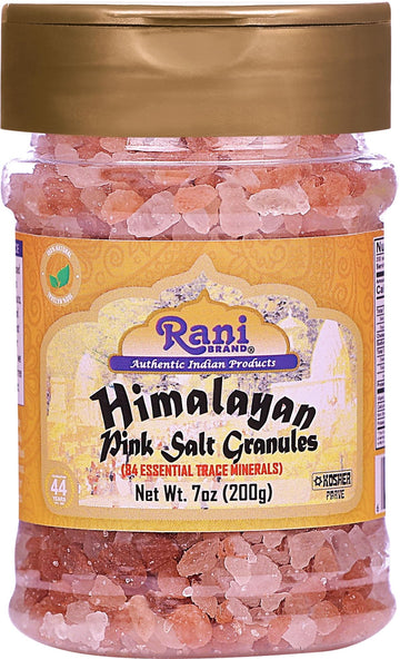 Rani Himalayan Pink Salt Granules (84 Essential Trace Minerals) 7oz (200g) PET Jar ~ All Natural | Vegan | Gluten Friendly | NON