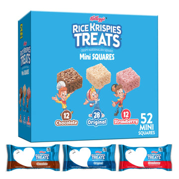 Rice Krispies Treats Mini Squares, Kids Snacks, Lunch Snacks, Variety Pack, 20.1Oz Box (52 Bars)