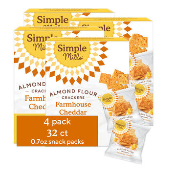 Simple Mills Almond Flour Crackers Snack Packs, Farmhouse Cheddar, Gluten Free, Flax Seed, Sunflower Seeds, Corn Free, Good for 