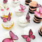 Sugar Robot Inc. Edible Butterflies Cake Toppers, Large Size 3 inches, Pink