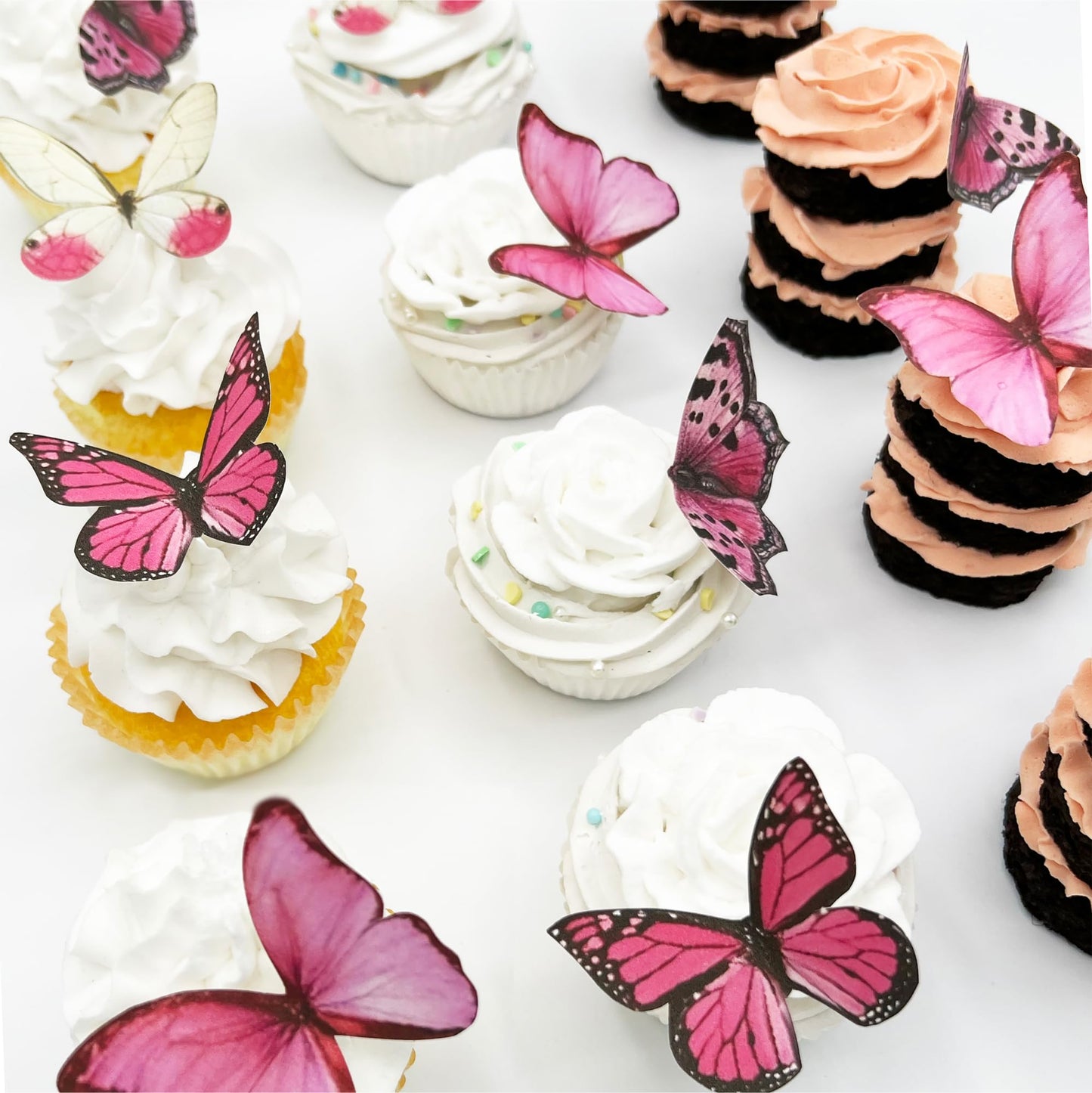 Sugar Robot Inc. Edible Butterflies Cake Toppers, Large Size 3 inches, Pink