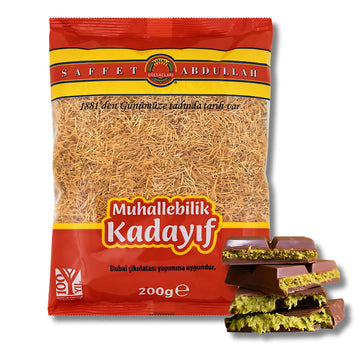 Kataifi Knafeh Shredded Fillo Dough - Dried Dubai Chocolate Bar Pistachio Phyllo Dough Sheets - Kunafa Chocolate Bar Pastry Phyllo Dough Bakery Desserts - Ingredient For The Viral Dubai Chocolate Bar Pistachio - 200 Gr/0.44 Lb