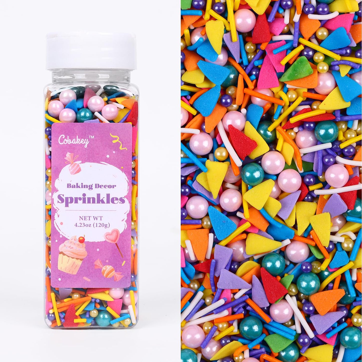 Rainbow Sprinkles For Cake Decorating 4.23Ounce - Colored Pearl Sprinkles For Cupcake Toppers, Ice Cream, Candy, Cookie Decorati