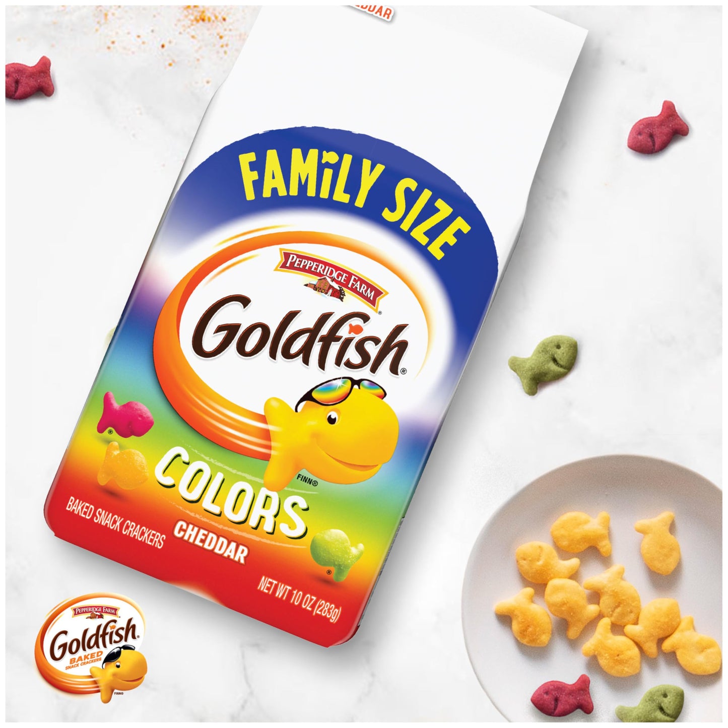 Pepperidge Farm Colors Cheddar Crackers, Snack Crackers, Family Size 10 Oz. Bag