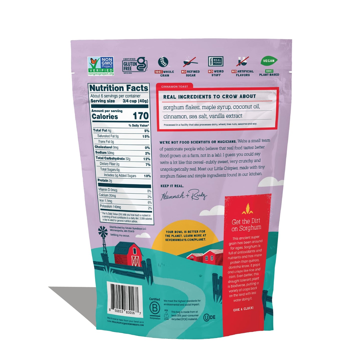 Seven Sundays Little Crispies Cereal, High Protein, Gluten-Free Kids Snack & Breakfast - Made With Real Ingredients, No Sugar Al