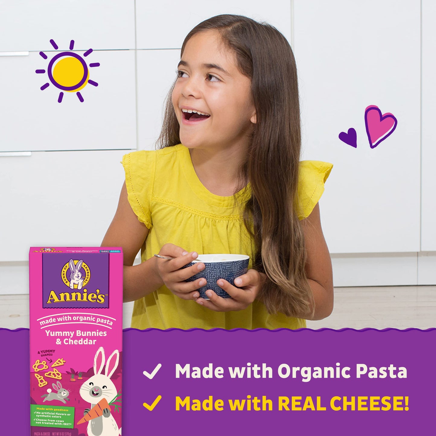 Annie s Yummy Bunnies and Cheddar, Made with Real Cheese and Organic Pasta, 6 oz (Pack of 12)
