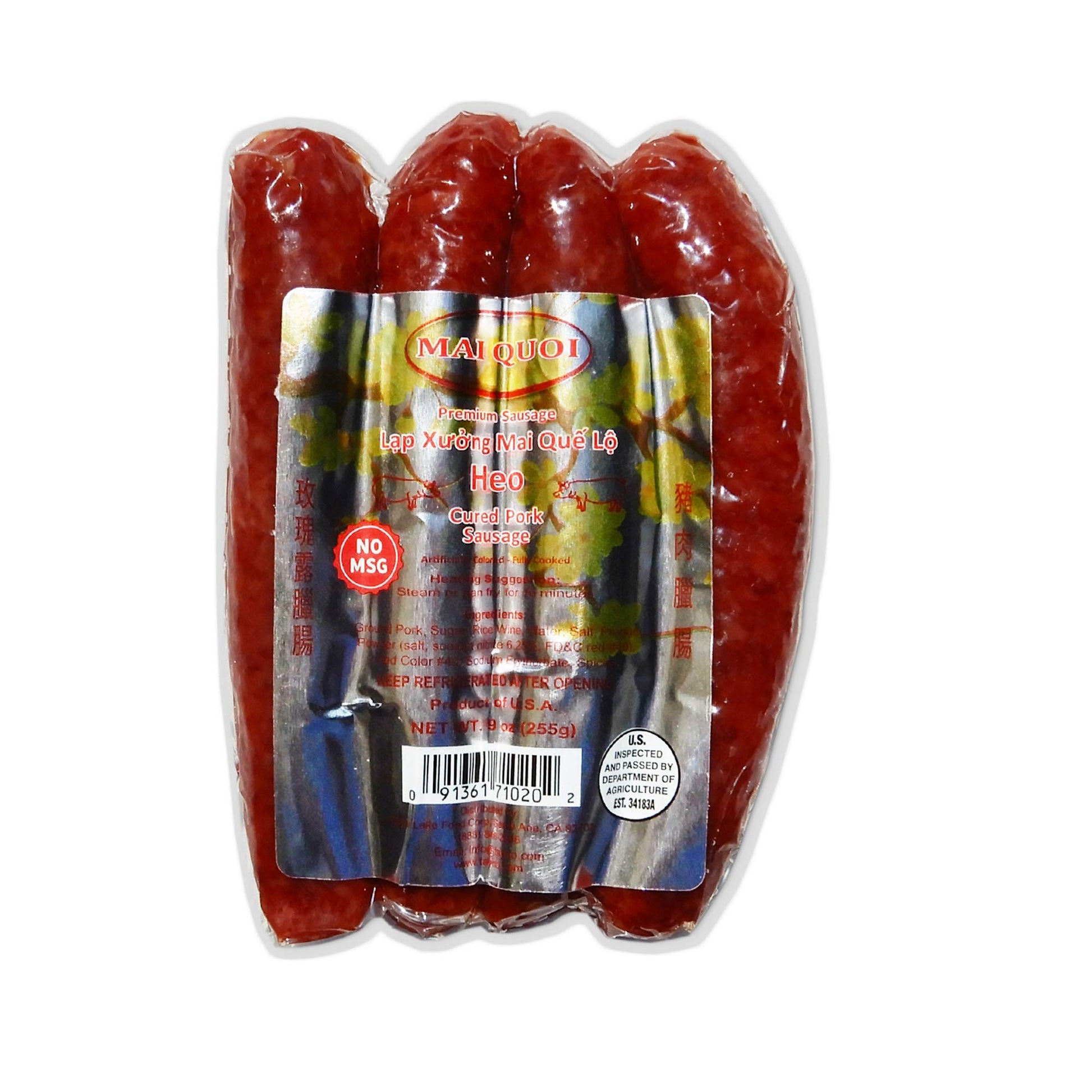Pork Chinese Style Sausage (Lap Xuong Mai Quoi Pork) (No Msg) - Made In Usa