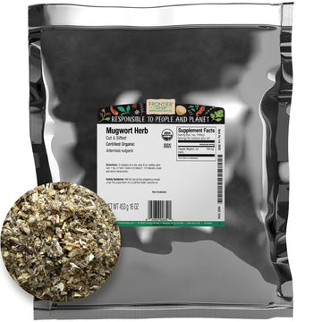 Frontier Co-Op Mugwort Herb, Cut And Sifted, Certified Organic, Kosher | 1 Lb. Bulk Bag | Artemisia Vulgaris L.