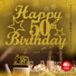 RokAPary 50th Birthday Cake Topper, Gold Glitter, Double-Sided Acrylic, Premium Quality, Model RCT217