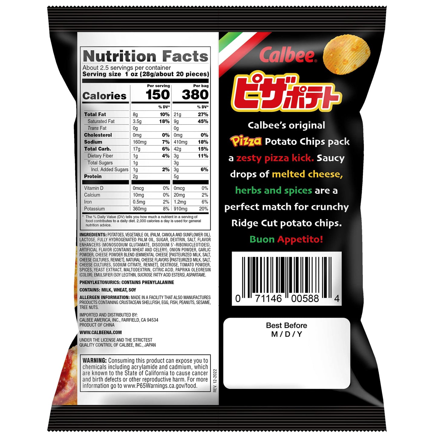 Calbee Potato Chips (Pizza Potato, 2.54 Oz) | Taste The Tradition Of Japanese Snacks | Enjoy These Irresistible & Deliciously Crunchy Japanese Chips (12 Pack)