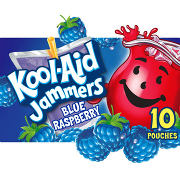 Kool-Aid Jammers Blue Raspberry Drink Pouches, 10 ct Box, 6 fl oz each, 60 fl oz total
