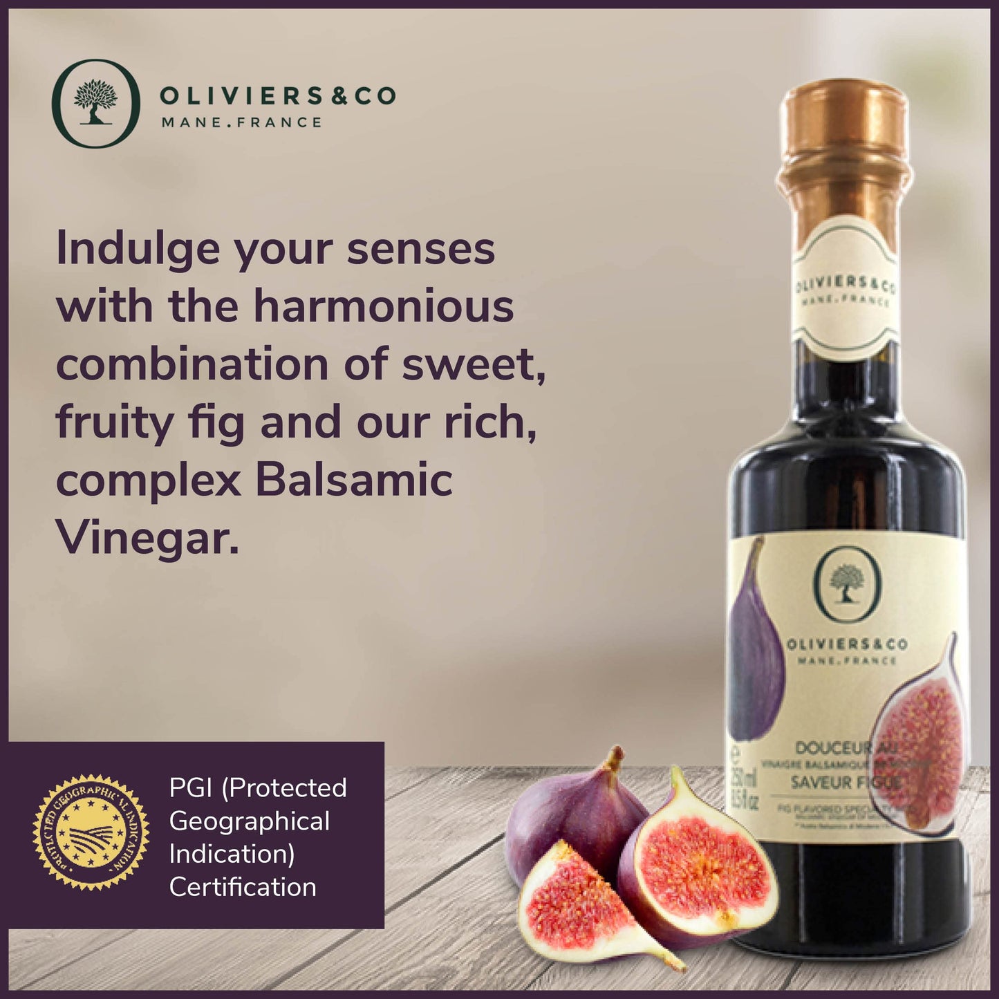 Fig Balsamic Vinegar Of Modena By Oliviers & Co | Fruit Flavored Balsamic Vinegars For Salad Dressing, Marinades And Glazes | 8.5 Fl Oz