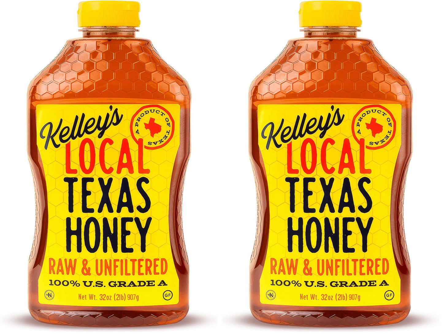 Kelleys Local Texas Raw & Unfiltered Raw Honey, Pure Honey, (32 ounce) (Pack of 2)