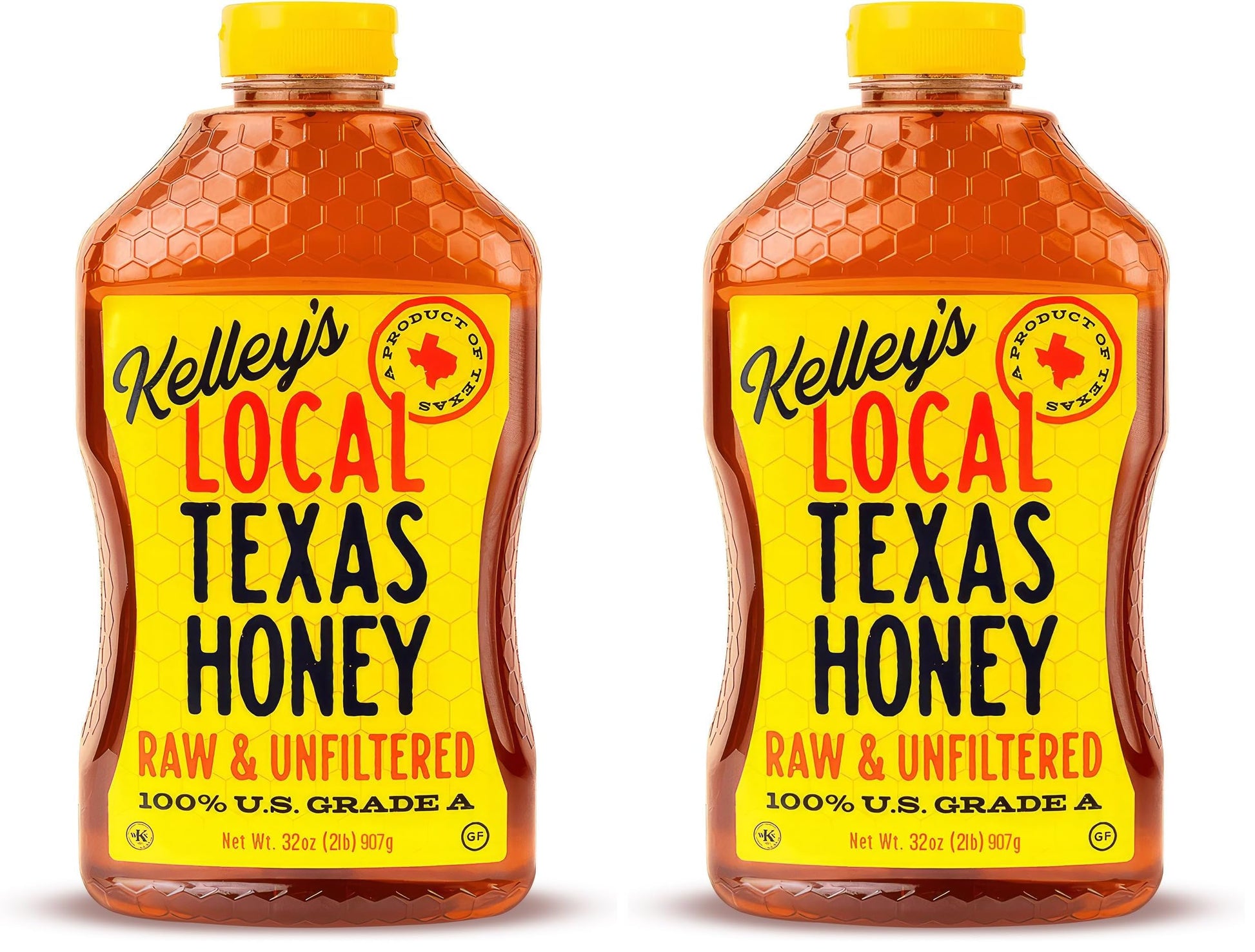 Kelleys Local Texas Raw & Unfiltered Raw Honey, Pure Honey, (32 ounce) (Pack of 2)