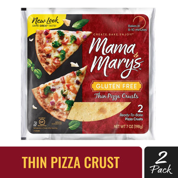 Mama Marys 7 Gluten Free Thin Crust Ready to Bake Pizza Crusts, 2 Count