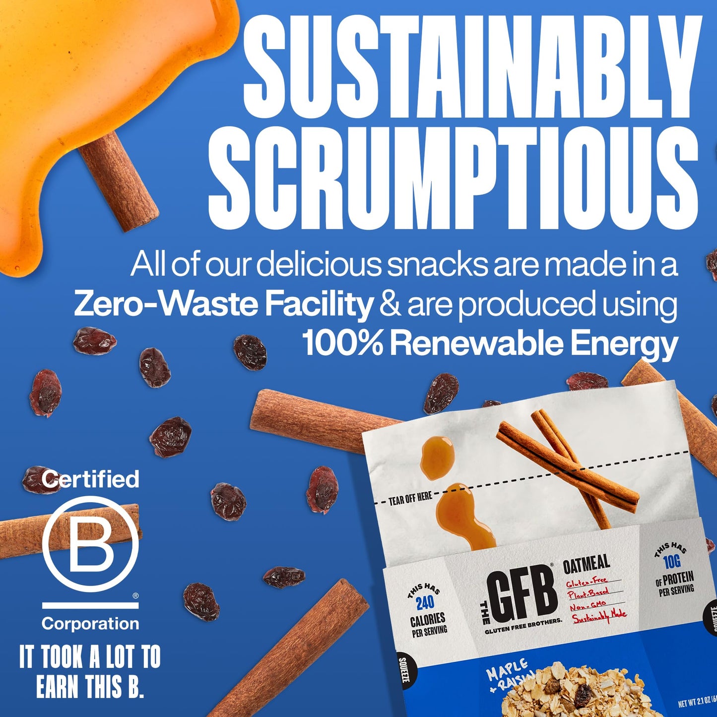 The GFB Maple Raisin Protein Oatmeal Cups - Unique Pop-Up Bowl - Gluten Free, Plant Based, Non GMO, Sustainably Made - Ridiculou