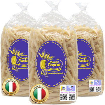 Maestri Pastai Gourmet Pennette Rigate Pasta, 17.66 oz (Pack of 3), Golden Pasta