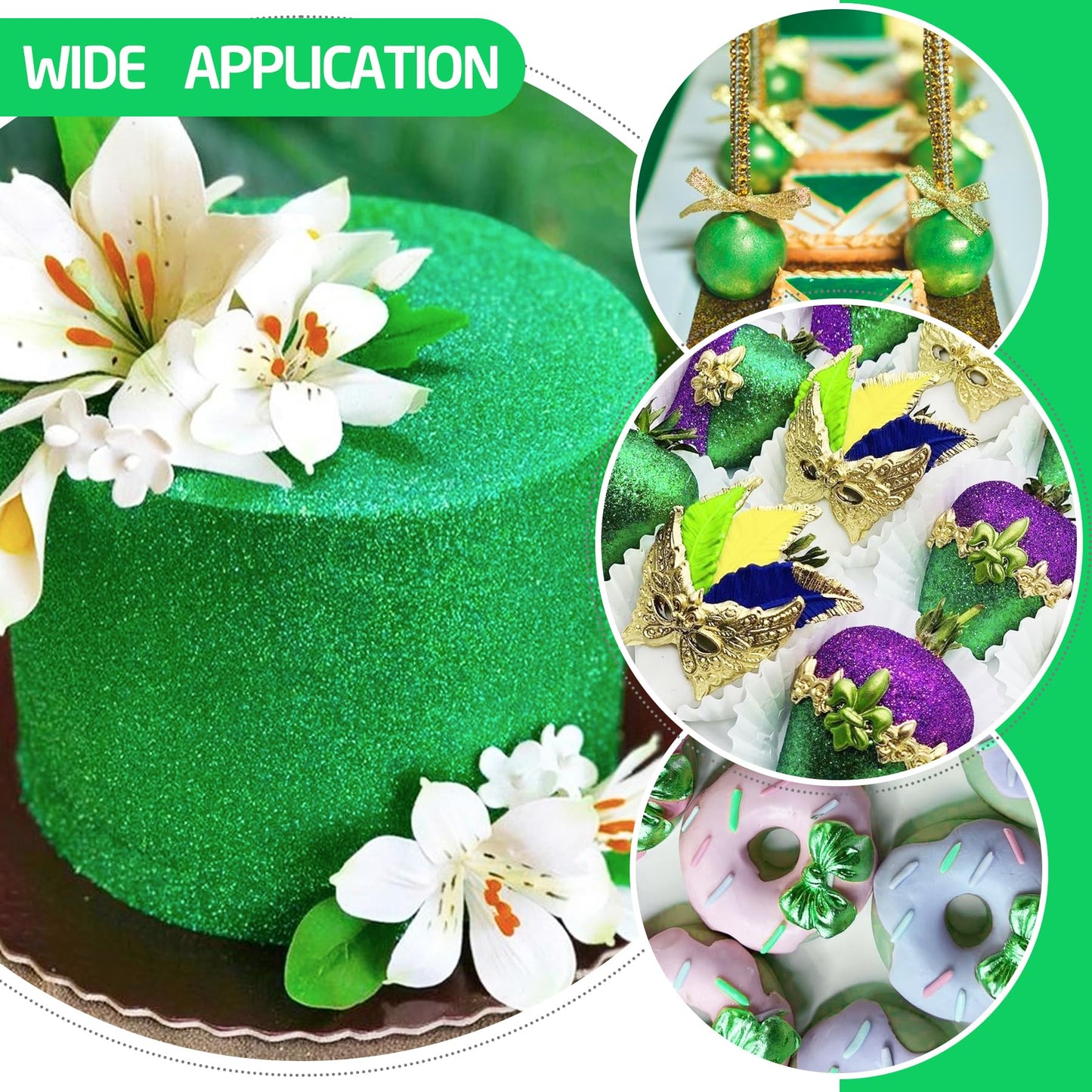 DecorRom Edible Glitter Spray - 3/4oz Luster Dust, Food Grade Shimmer Powder for Cake Decorating, Green