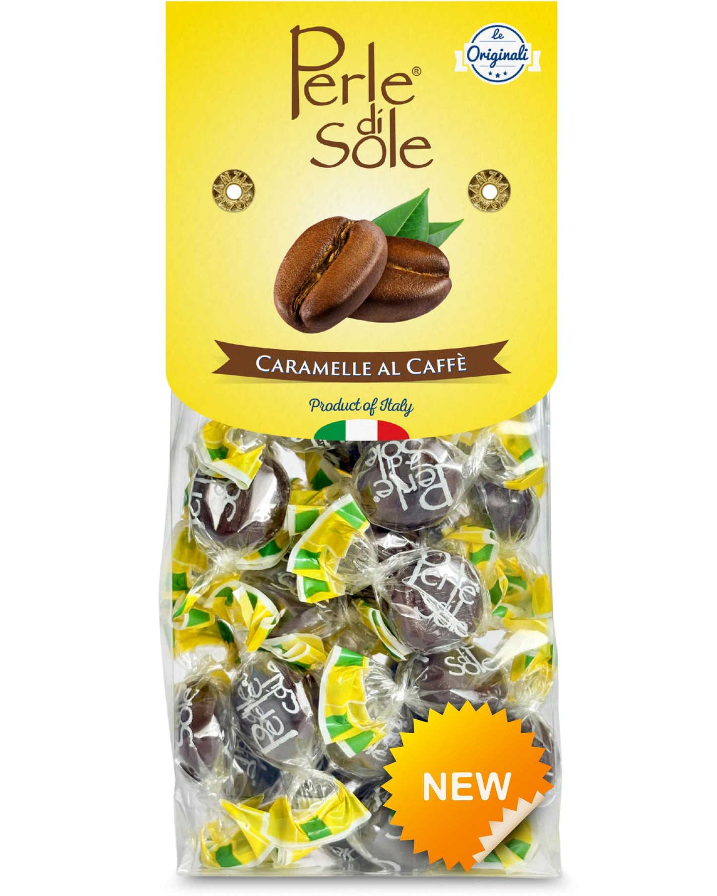 Perle Di Sole Italian Coffee Candy - Hard Coffee Candy Individually Wrapped - Made In Italy Gourmet Hard Candies - Italian Candies - Amalfi Coast Gifts For Espresso Lovers - Caff Flavored Treats