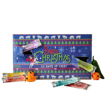 Man Crates  12 Days of Jerky Advent Calendar 2025 Featuring Ugly Christmas Sweater Artwork - Includes 12 Delicious Bites of Beef Jerky - Festive Flavors Like Habanero  Maple spirit-inspired flavor & More