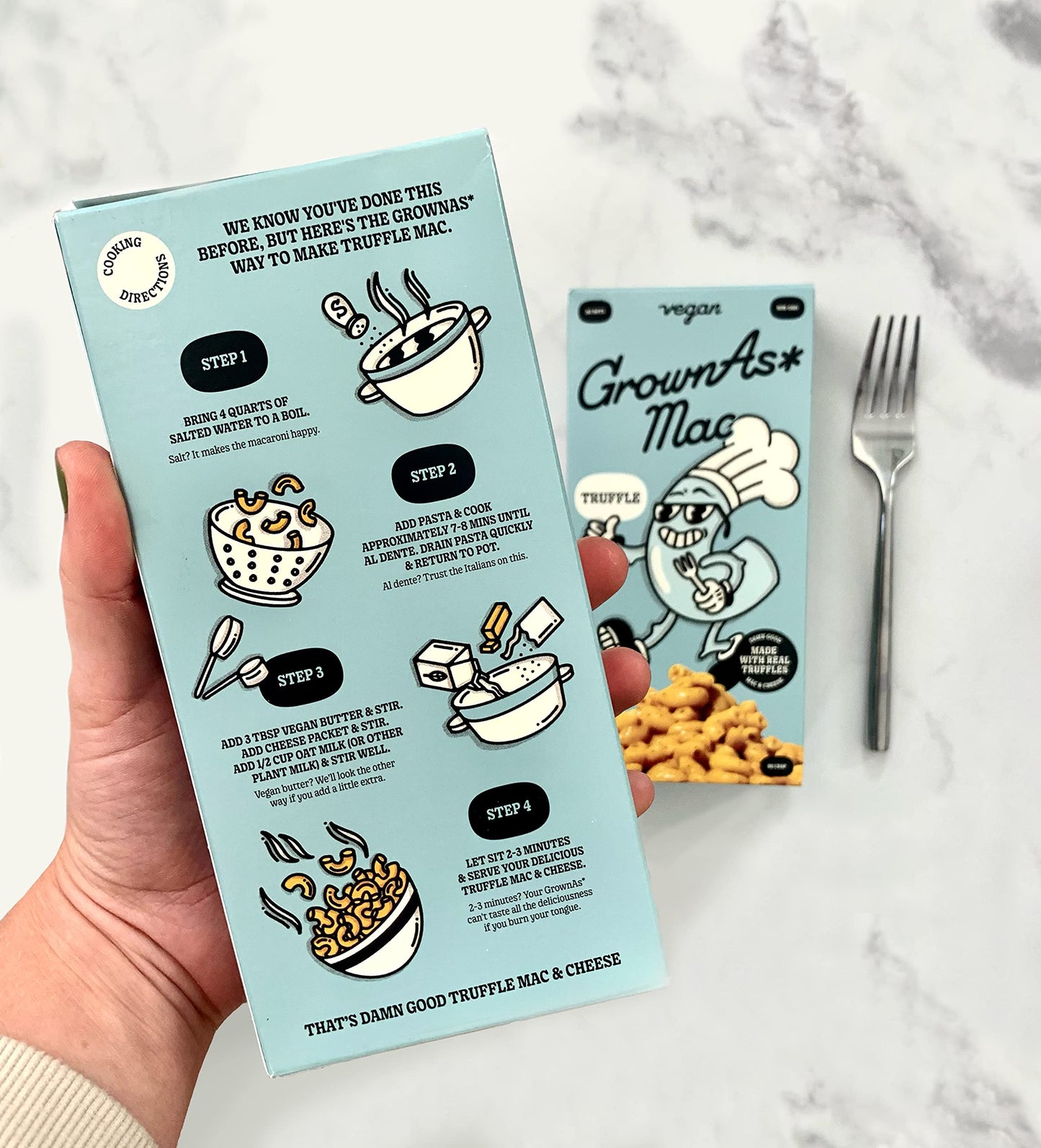 GrownAs Vegan Mac & Cheese, 4 Pack, 25g Protein, Dairy Free, Real Truffle Flavor, Easy to Prepare