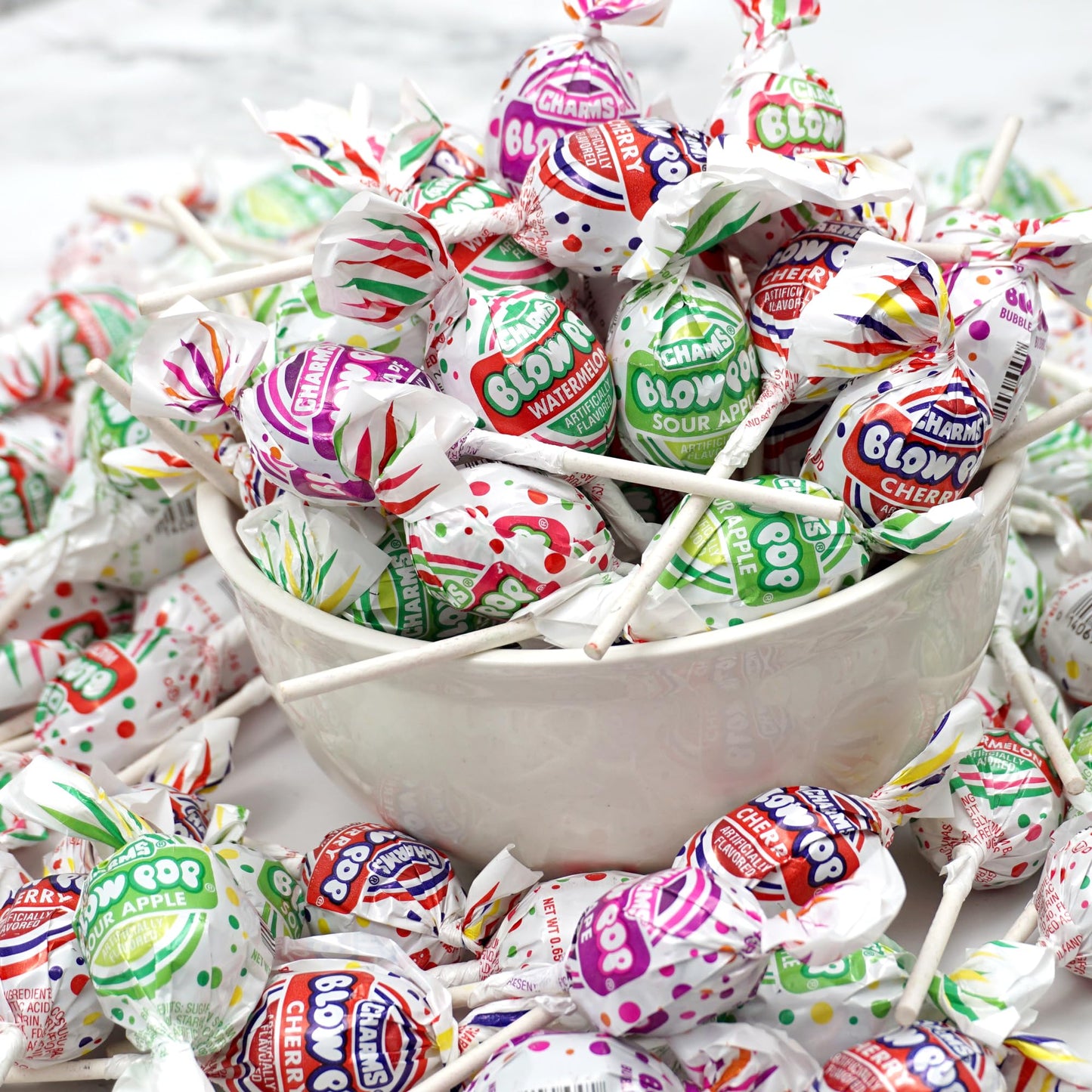 The Hampton Popcorn Company Charms Blow Pops, Assorted Fruit Flavored, 5lb Bulk Bag, Individually Wrapped Lollipops