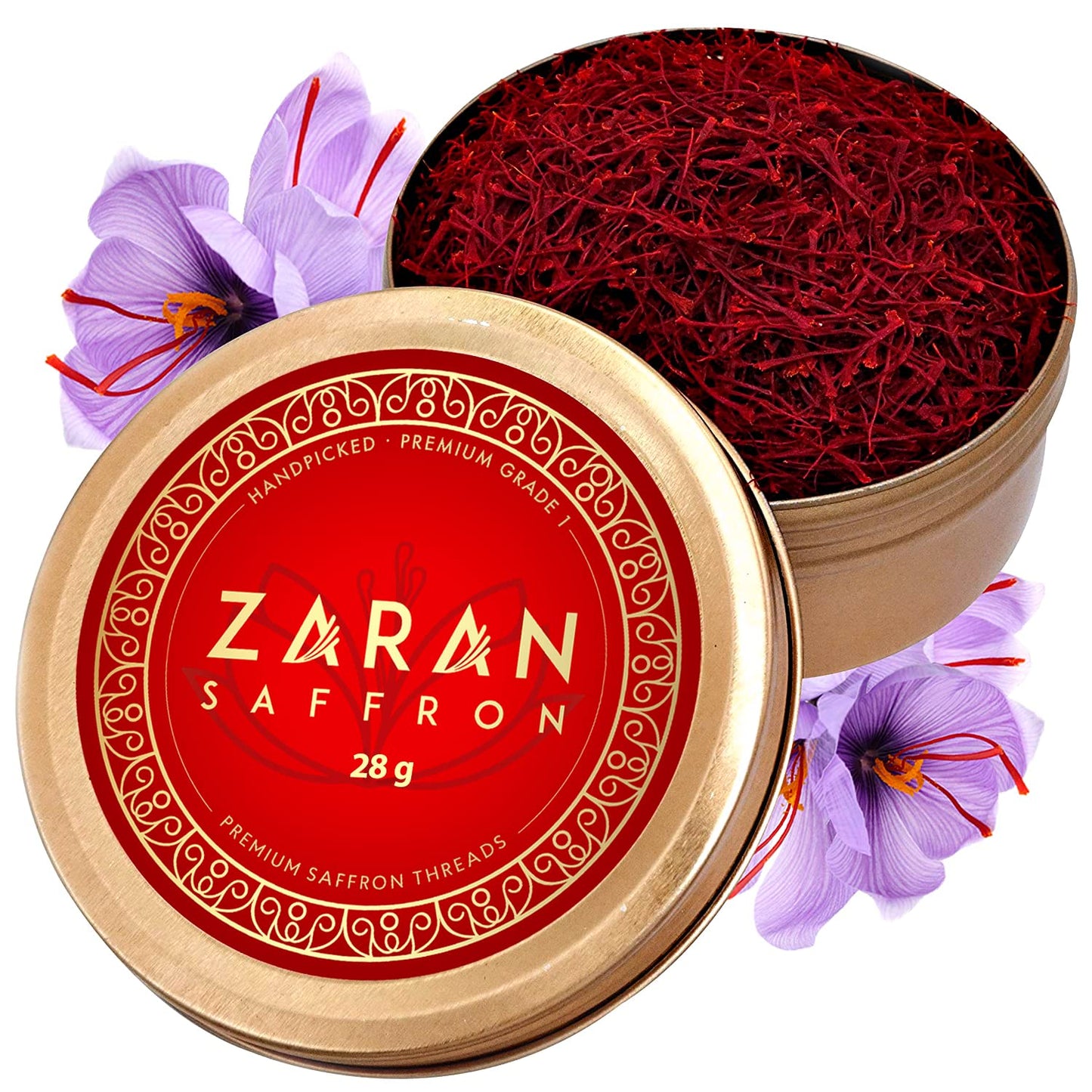 Zaran Saffron, Superior Saffron Threads (Super Negin) Enhanced Grade Saffron Spice For Paella, Risotto, Teas, And All Culinary Uses (28 Grams)
