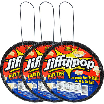 Jiffy Butter Popcorn, 3 Pack of 4.5oz Butter Flavored Popcorn, Stovetop, Campfire Popcorn, The Hampton Popcorn Company